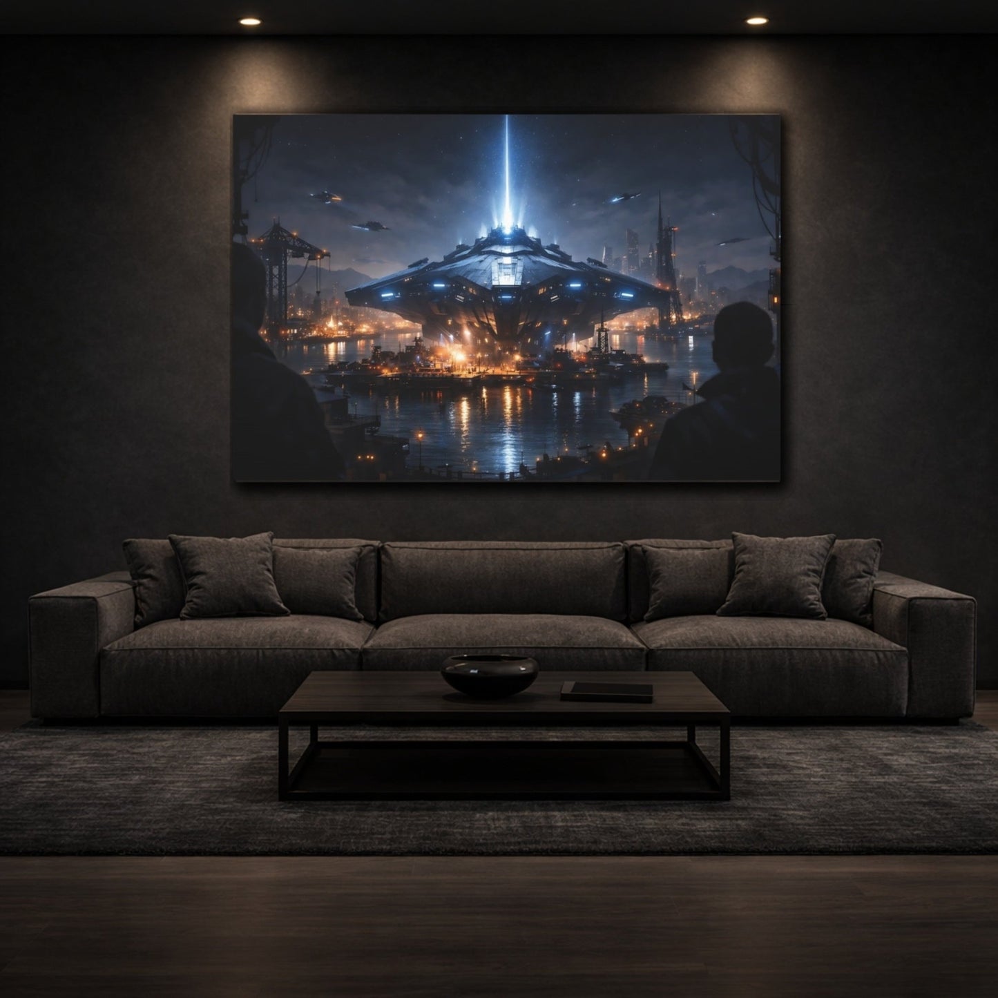 Science Fiction Spaceship Sci - Fi Cityscape - Canvas Wall Art Print - YesArtYes