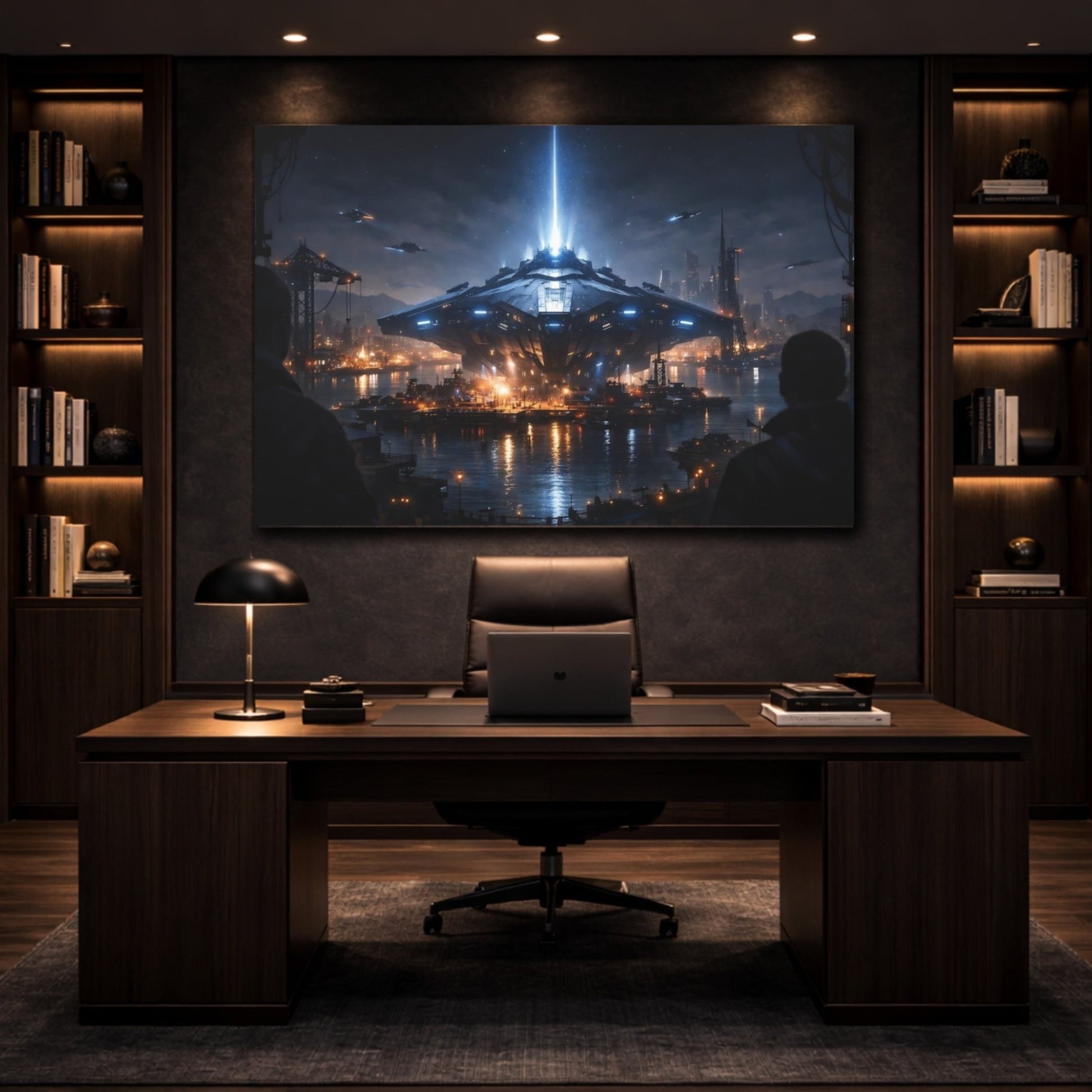 Science Fiction Spaceship Sci - Fi Cityscape - Canvas Wall Art Print - YesArtYes