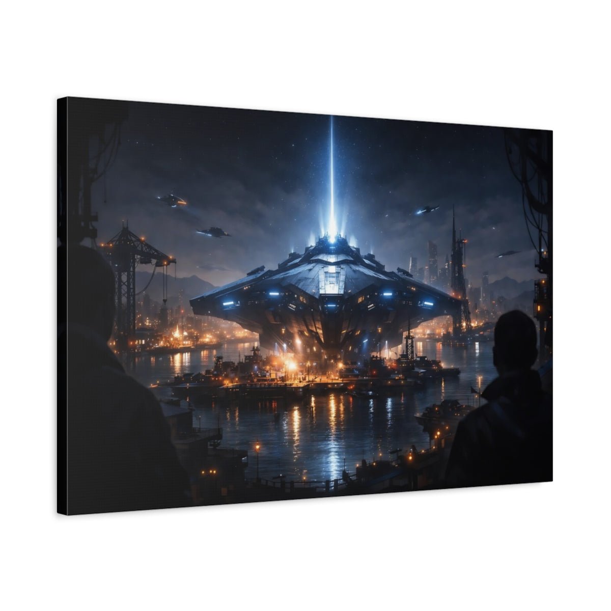 Science Fiction Spaceship Sci - Fi Cityscape - Canvas Wall Art Print - YesArtYes
