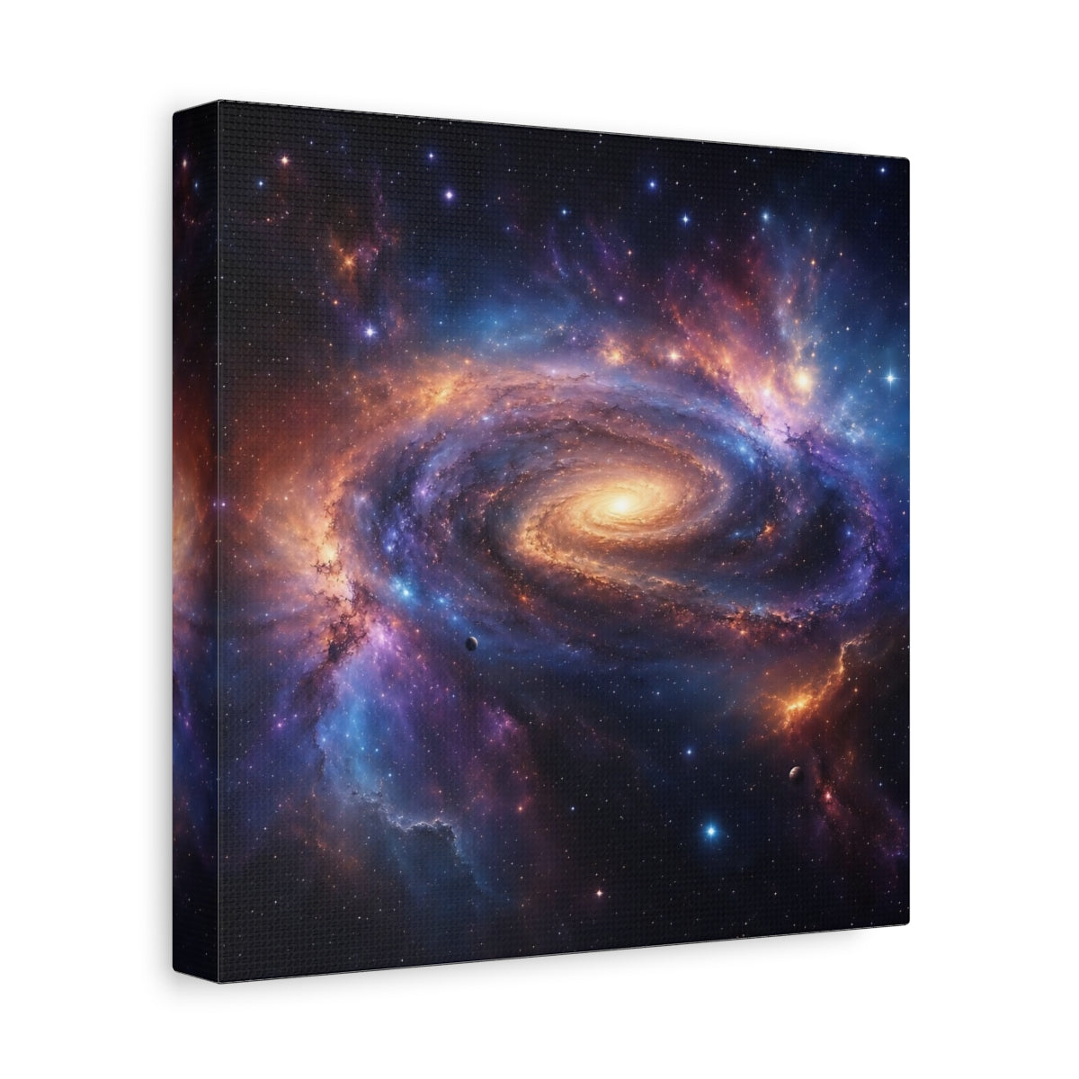 Side Mockup 9. Science Fiction Spiral Galaxy Vibrant Galaxy shown as stretched canvas wall art