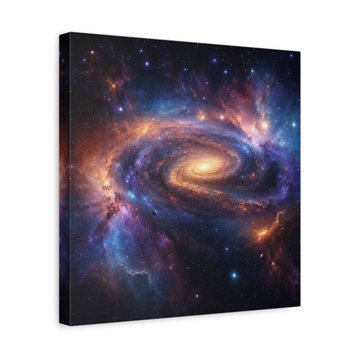 Side Mockup 7. Science Fiction Spiral Galaxy Vibrant Galaxy shown as stretched canvas wall art