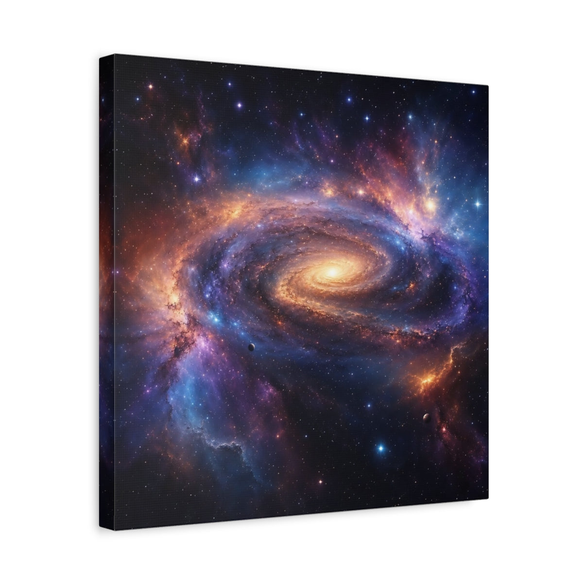 Side Mockup 6. Science Fiction Spiral Galaxy Vibrant Galaxy shown as stretched canvas wall art