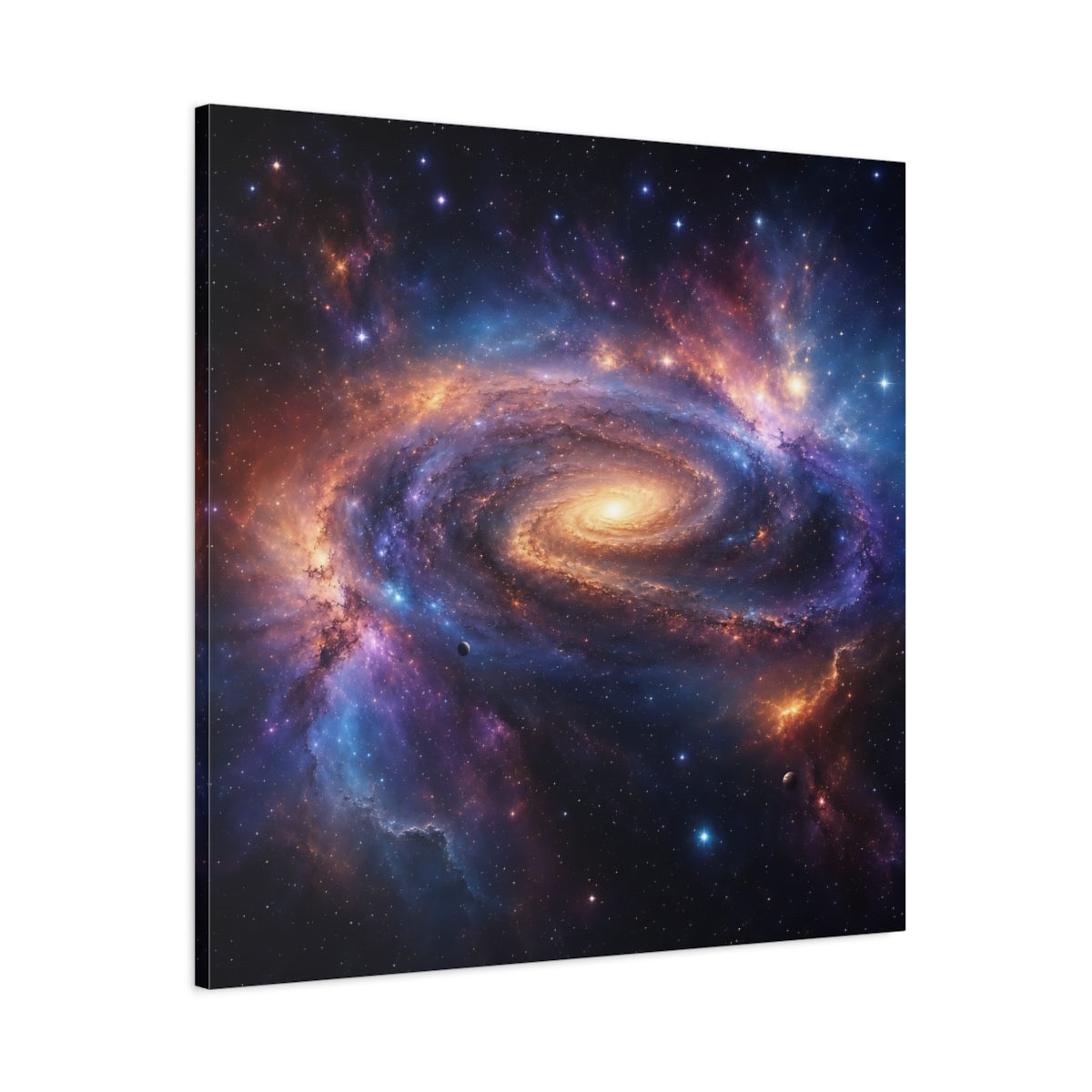 Main Mockup. Science Fiction Spiral Galaxy Vibrant Galaxy shown as stretched canvas wall art