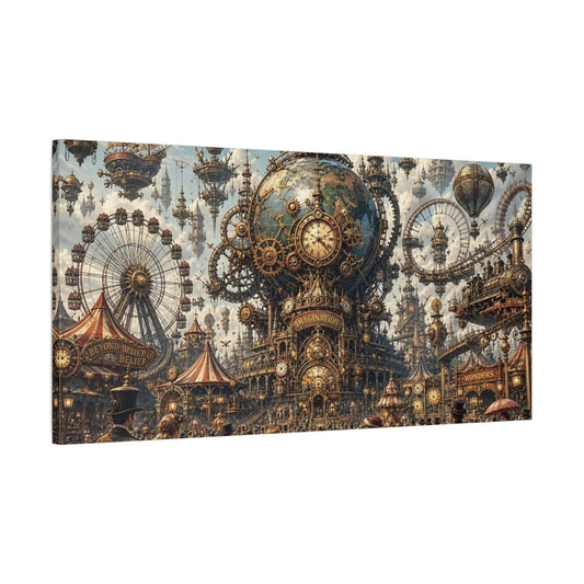 Main Mockup. Science Fiction Steampunk City Bronze Steampunk City shown as stretched canvas wall art