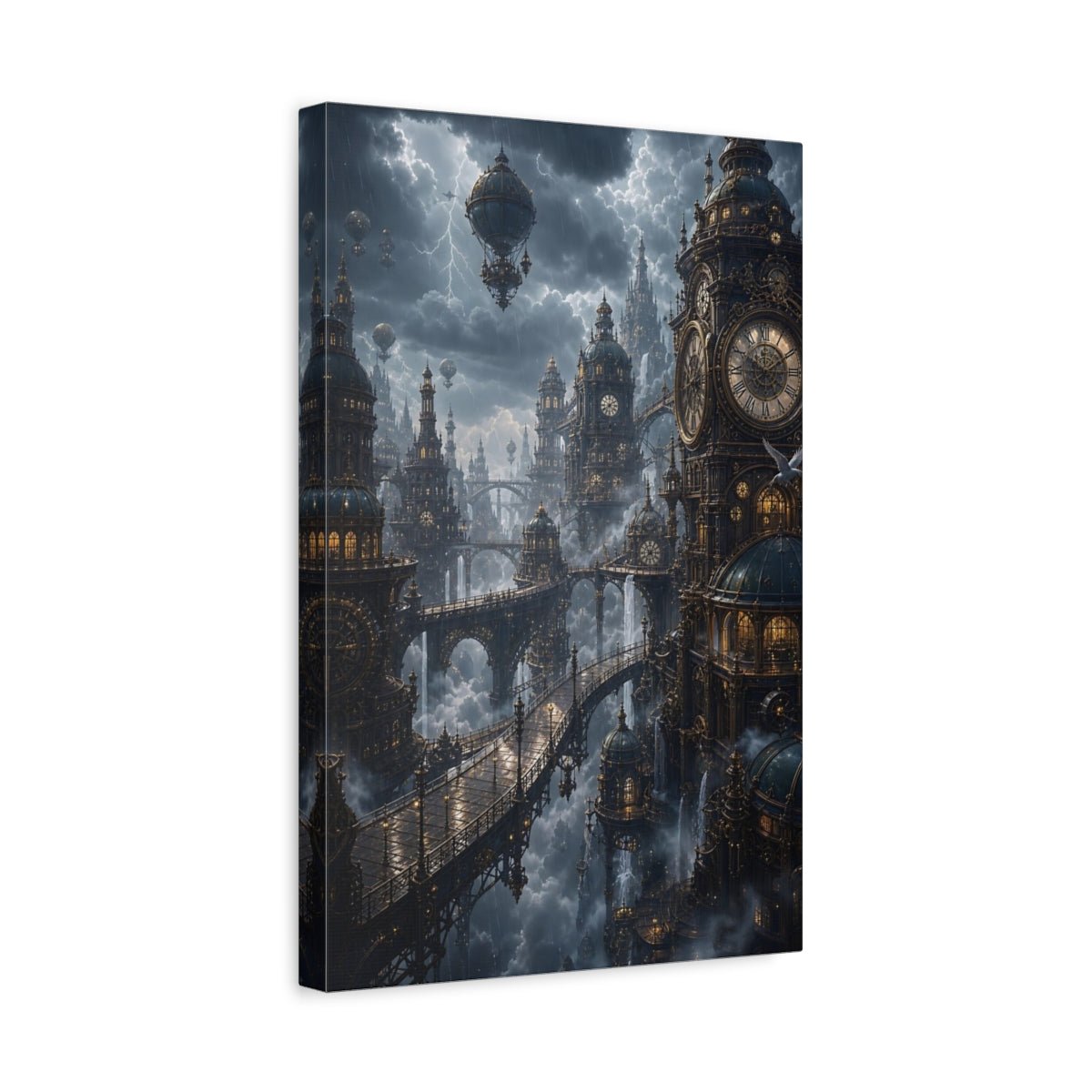 Science Fiction Steampunk City Cityscape Canvas Print – Decor for Living Room, Above Couch - YesArtYes