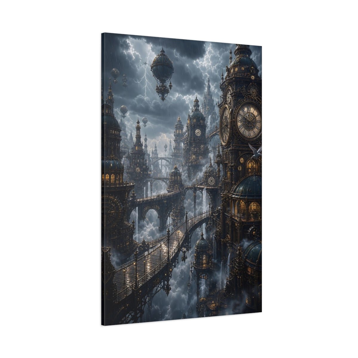 Science Fiction Steampunk City Cityscape Canvas Print – Decor for Living Room, Above Couch - YesArtYes