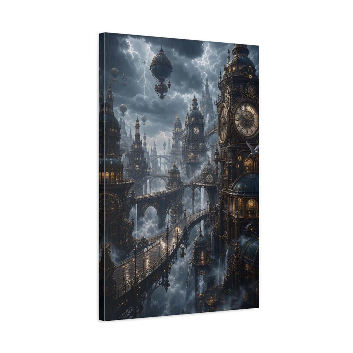 Science Fiction Steampunk City Cityscape Canvas Print – Decor for Living Room, Above Couch - YesArtYes