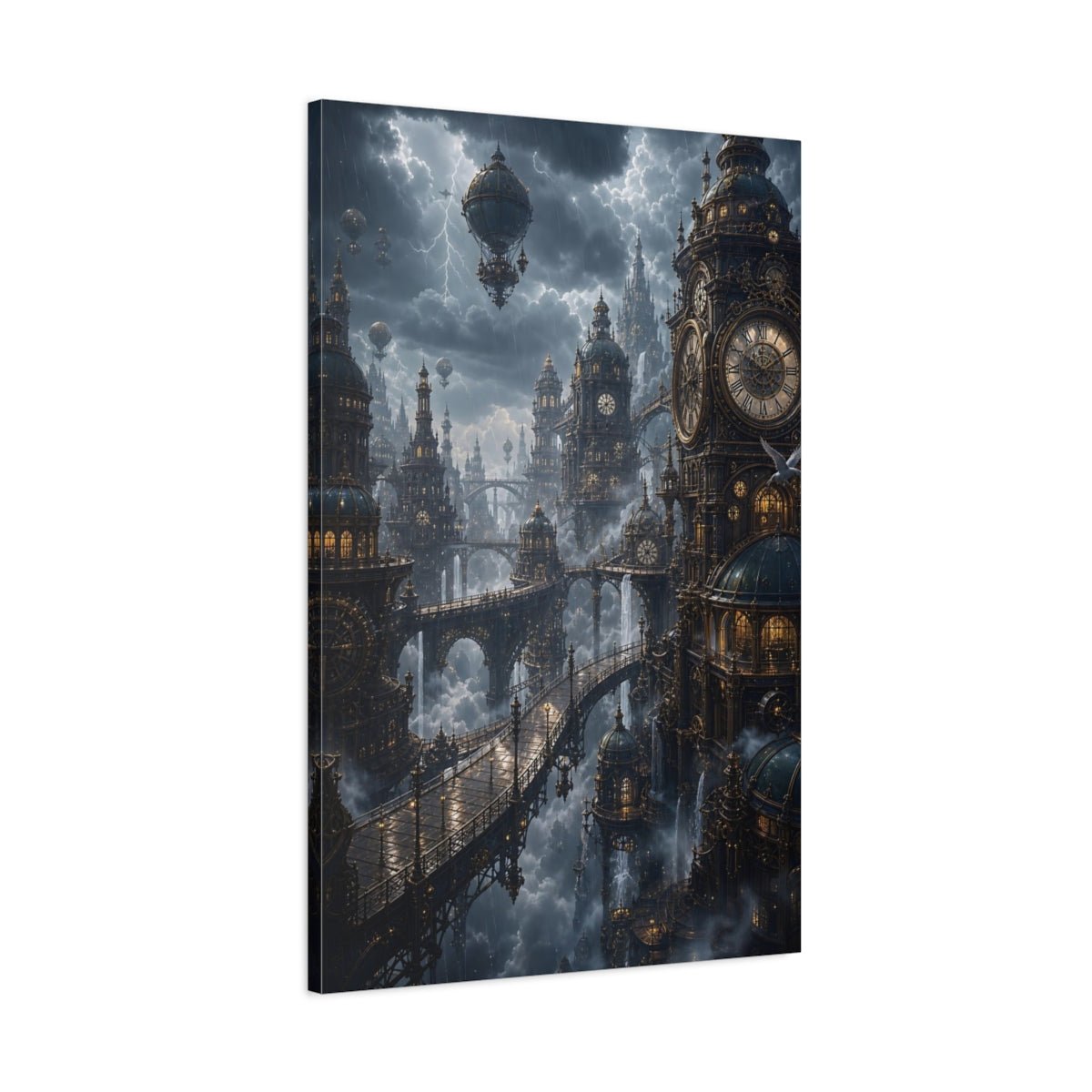 Science Fiction Steampunk City Cityscape Canvas Print – Decor for Living Room, Above Couch - YesArtYes