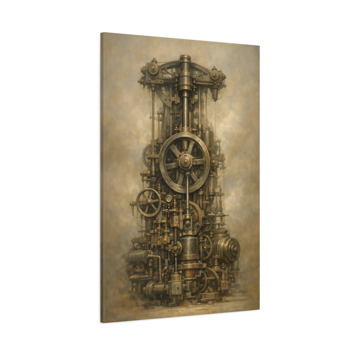 Main Mockup. Science Fiction Steampunk Engine Bronze Steampunk shown as stretched canvas wall art
