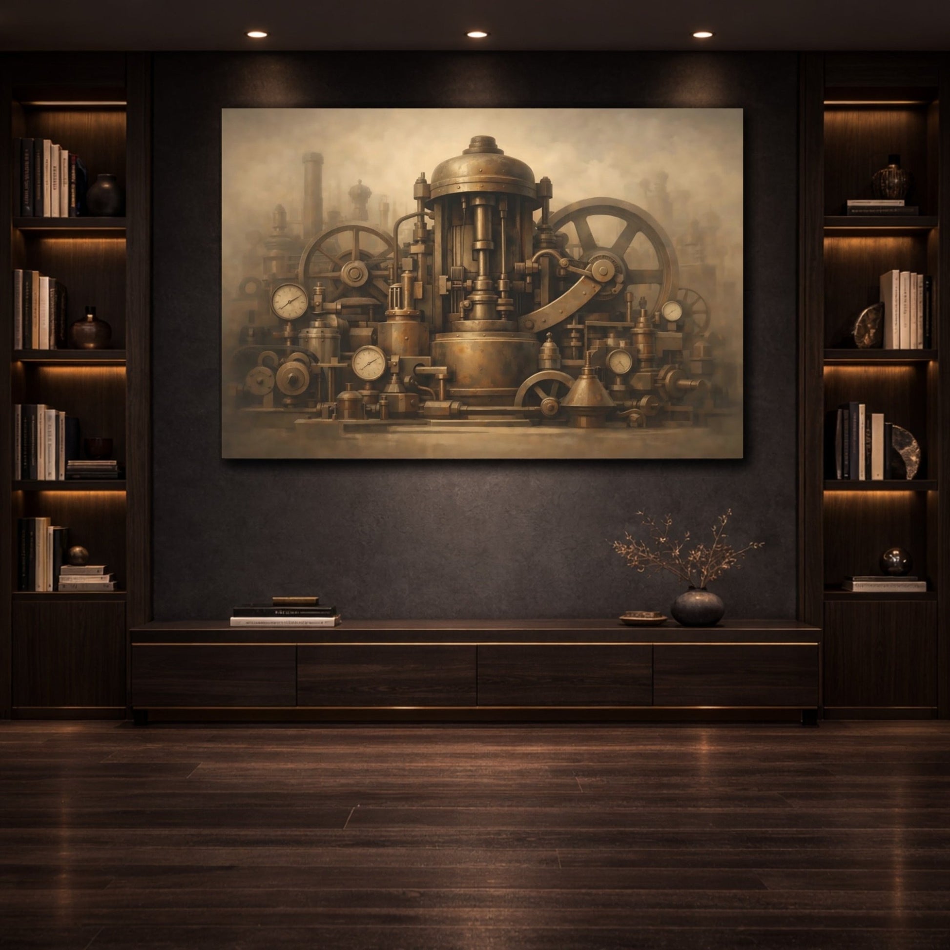 Science Fiction Steampunk Machinery Bronze - Canvas Wall Art Print - YesArtYes