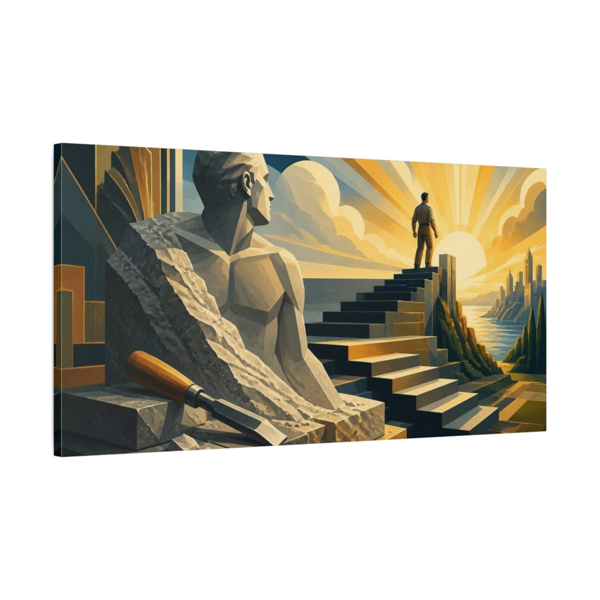 Main Mockup. Sculpture Of Motivation shown as canvas print
