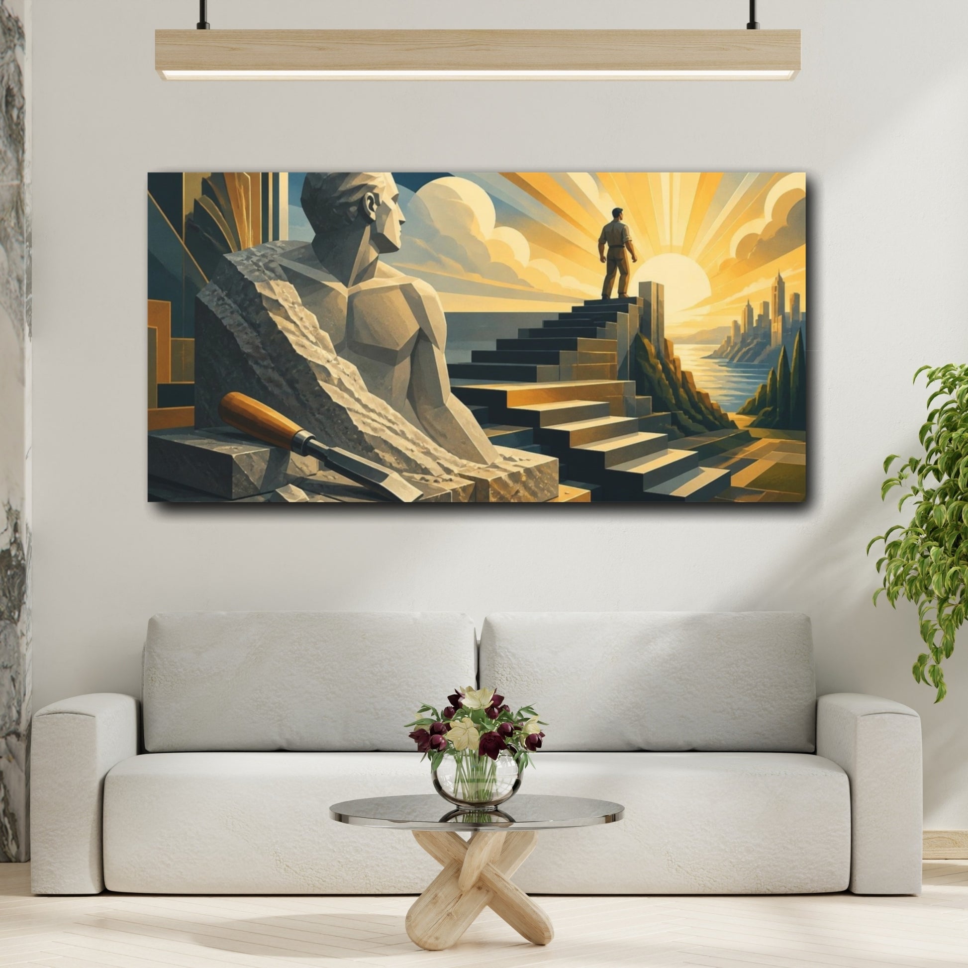 Mockup 2. Sculpture Of Motivation shown as canvas print