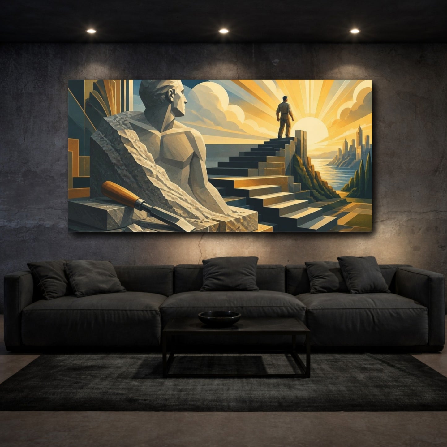 Mockup 3. Sculpture Of Motivation shown as canvas print