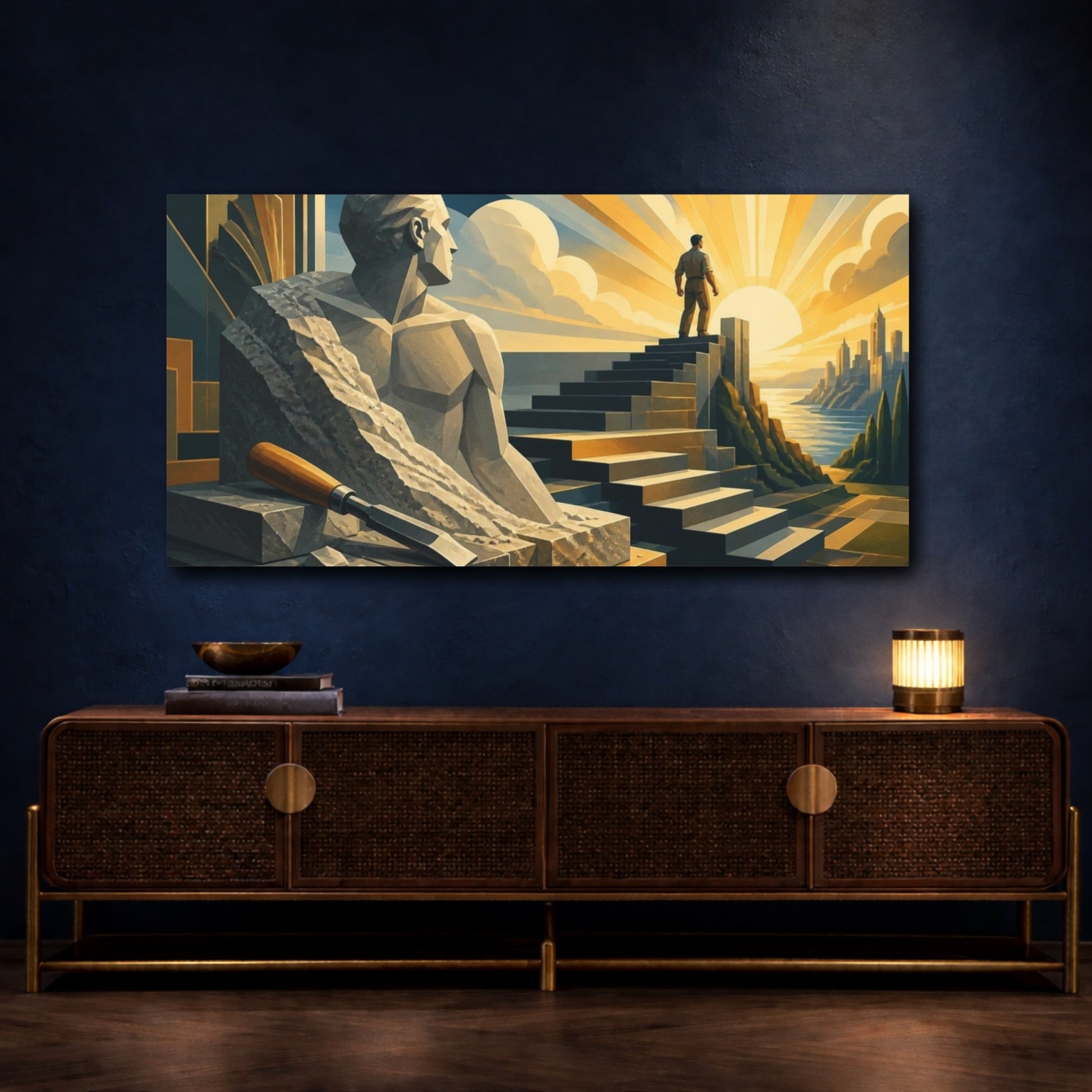 Mockup 4. Sculpture Of Motivation shown as canvas print