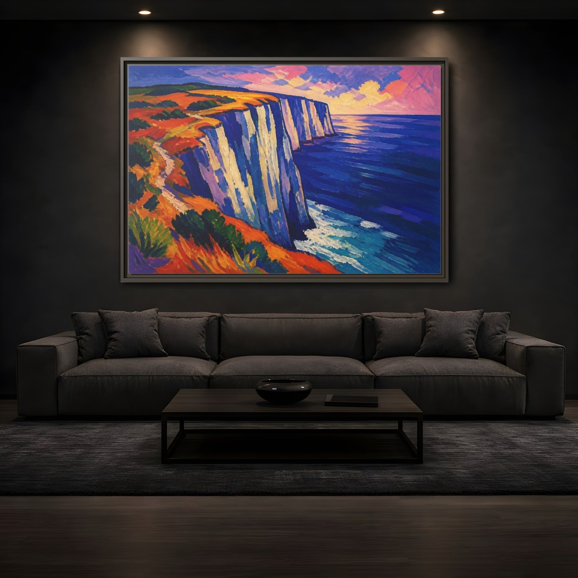 Mockup 3. Sea Cliffs Nature Vista shown as framed canvas print