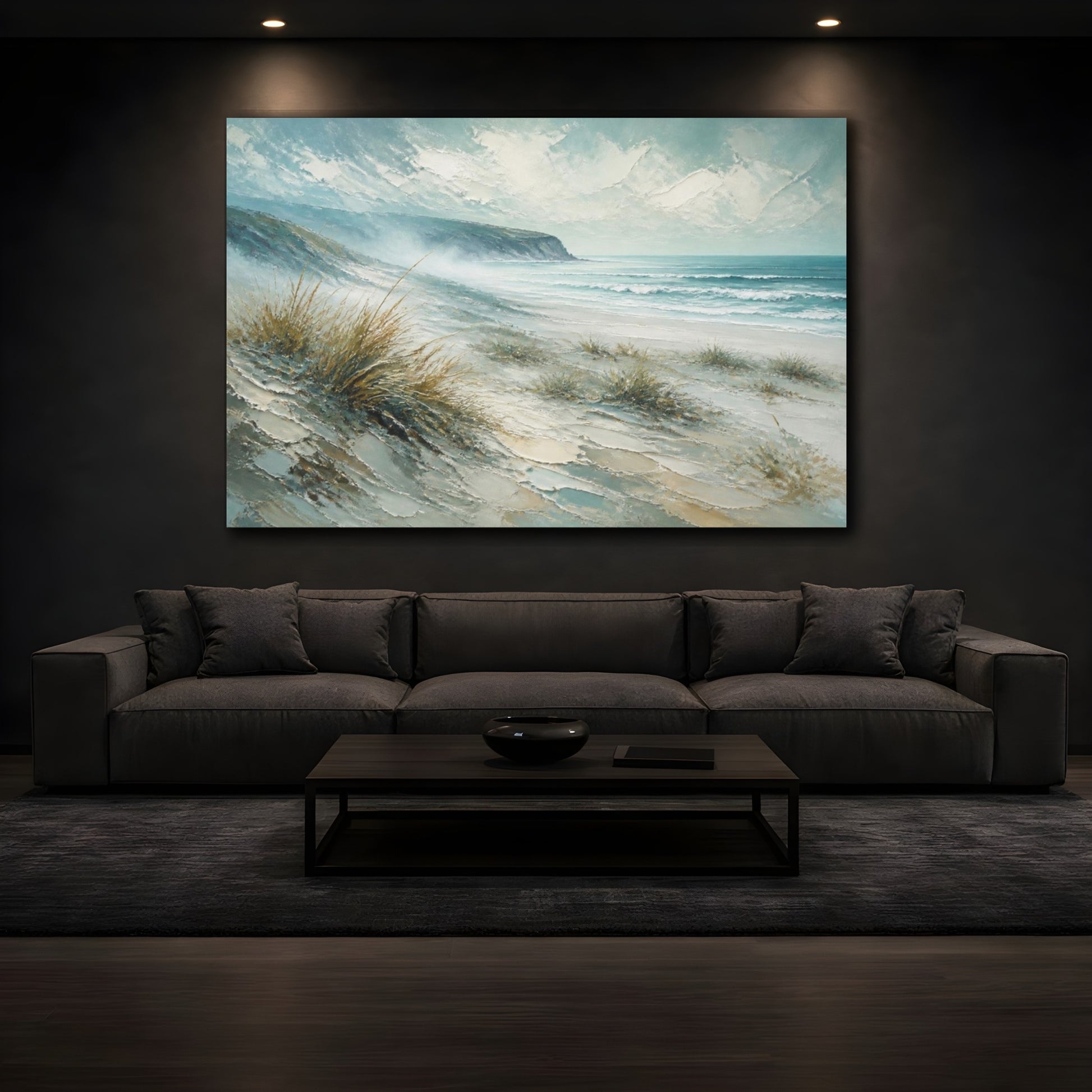 Mockup 3. Sea Mist Over Dunes shown as canvas print