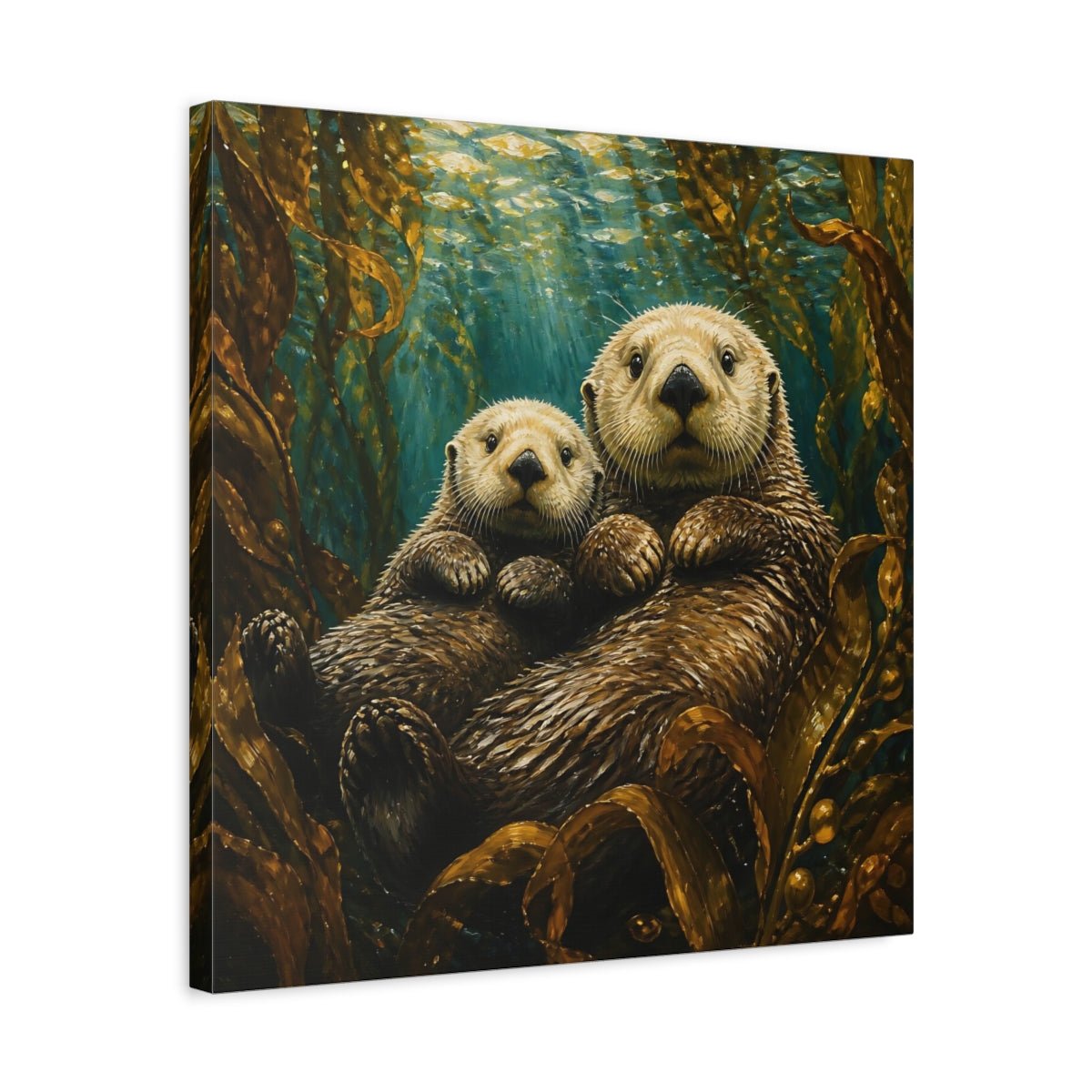 Sea Otter Animal Duo Canvas Print – Kids Room Wall - YesArtYes