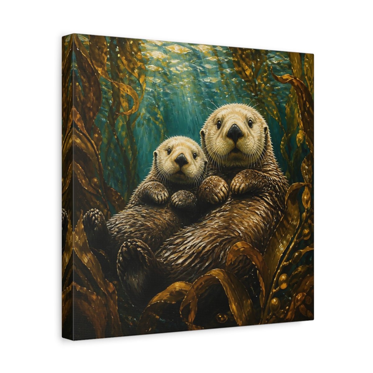Sea Otter Animal Duo Canvas Print – Kids Room Wall - YesArtYes