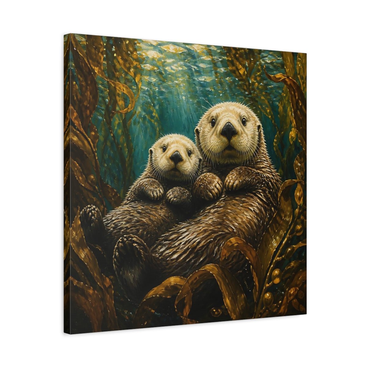 Sea Otter Animal Duo Canvas Print – Kids Room Wall - YesArtYes
