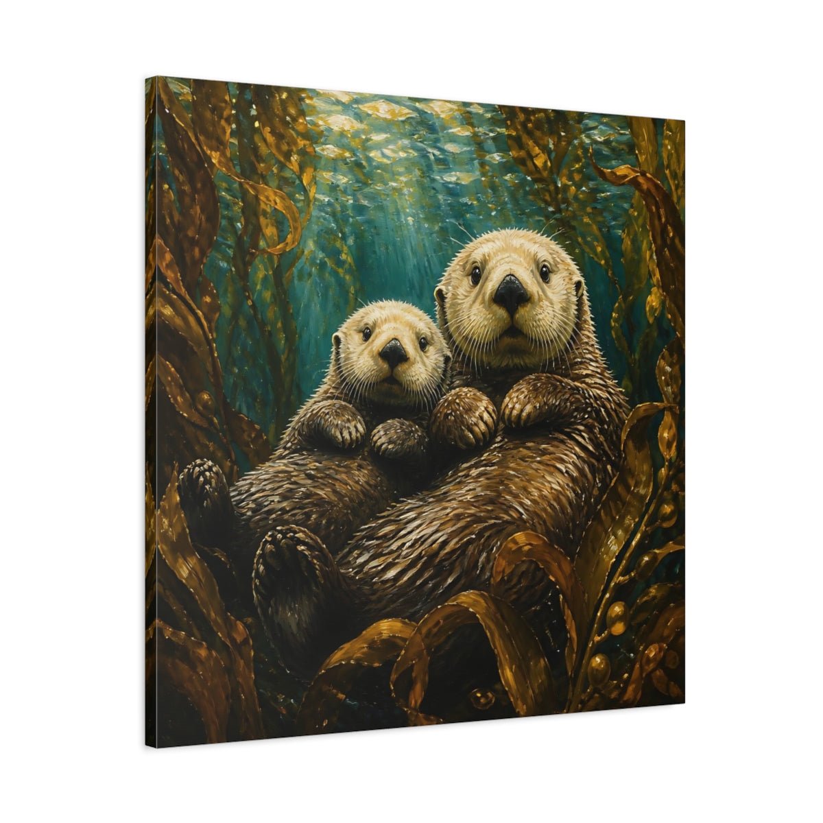 Sea Otter Animal Duo Canvas Print – Kids Room Wall - YesArtYes