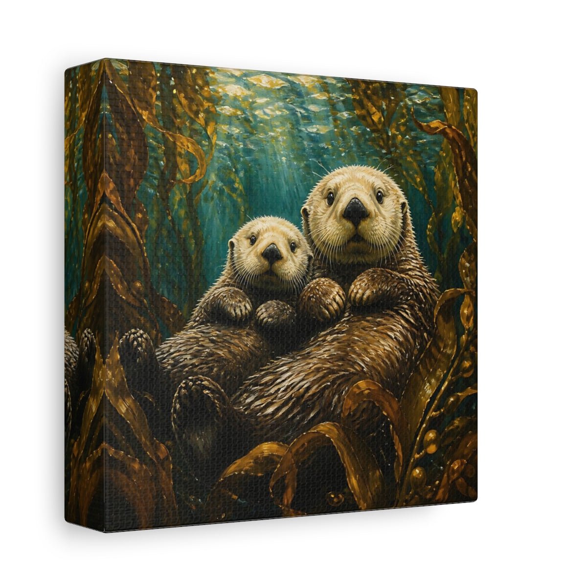 Sea Otter Animal Duo Canvas Print – Kids Room Wall - YesArtYes