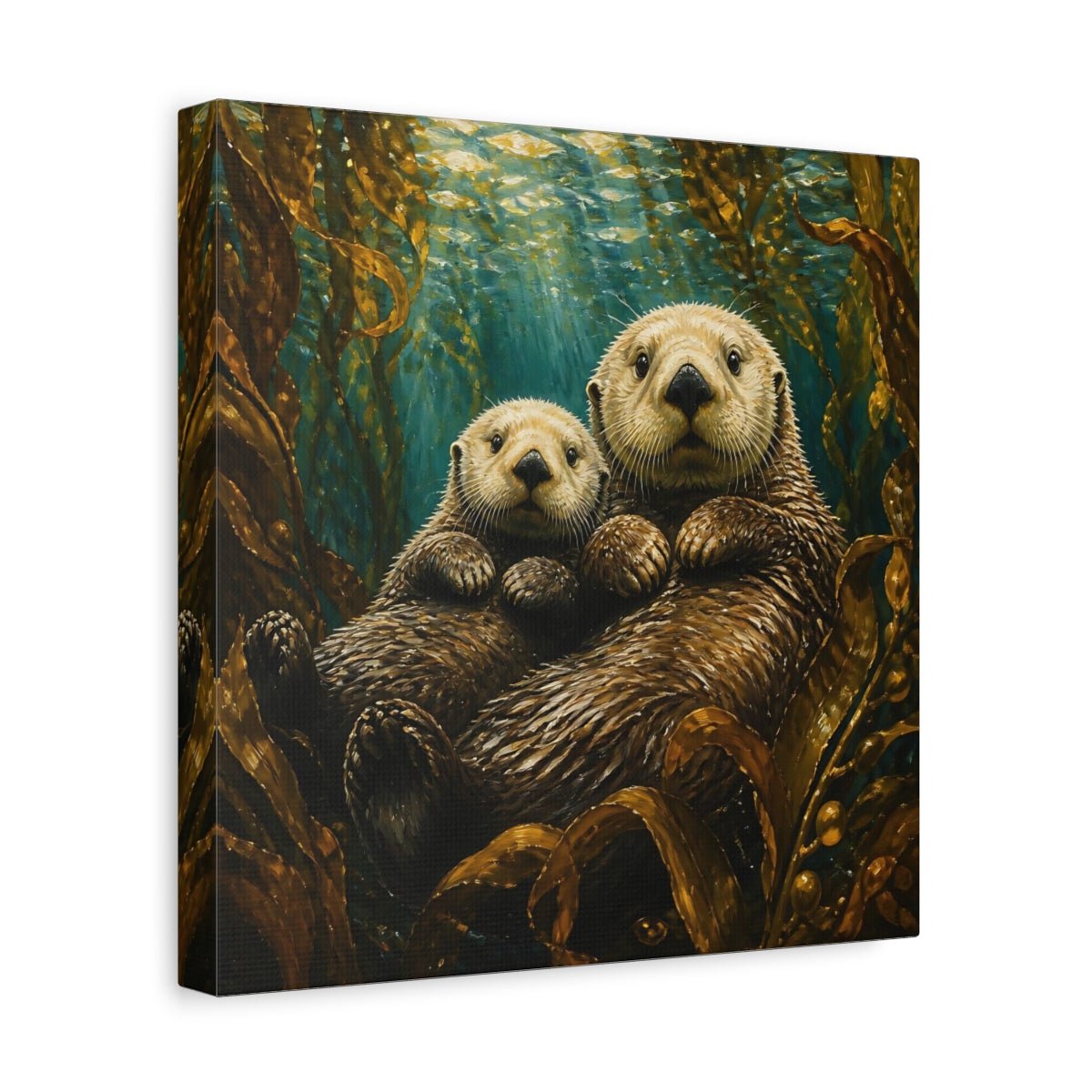 Sea Otter Animal Duo Canvas Print – Kids Room Wall - YesArtYes