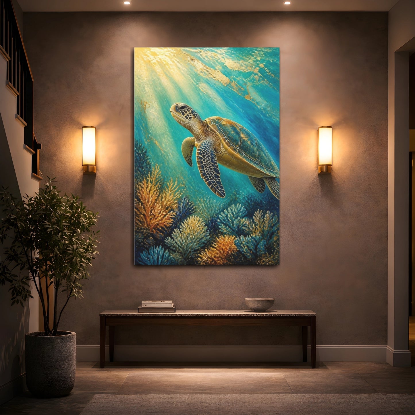 Mockup 2. Sea Turtle Animals shown as canvas print