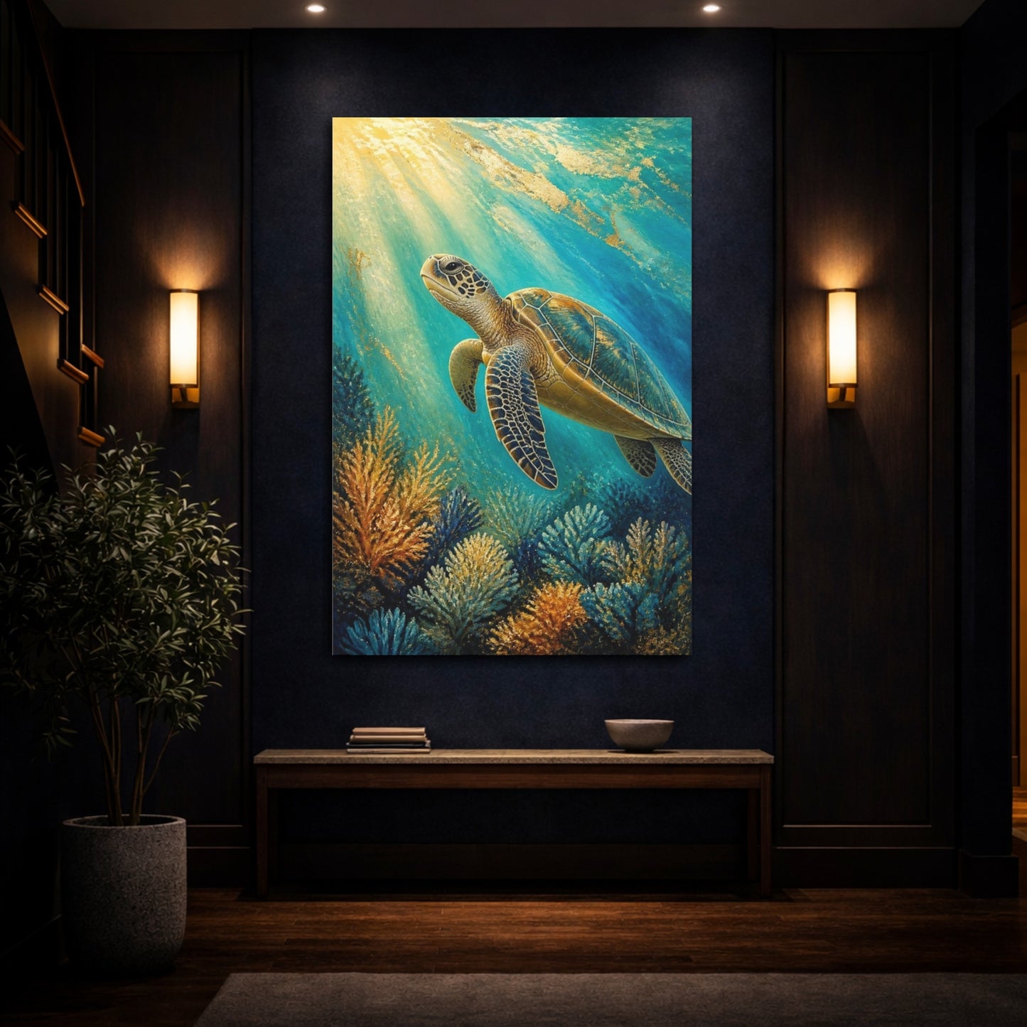 Mockup 4. Sea Turtle Animals shown as canvas print