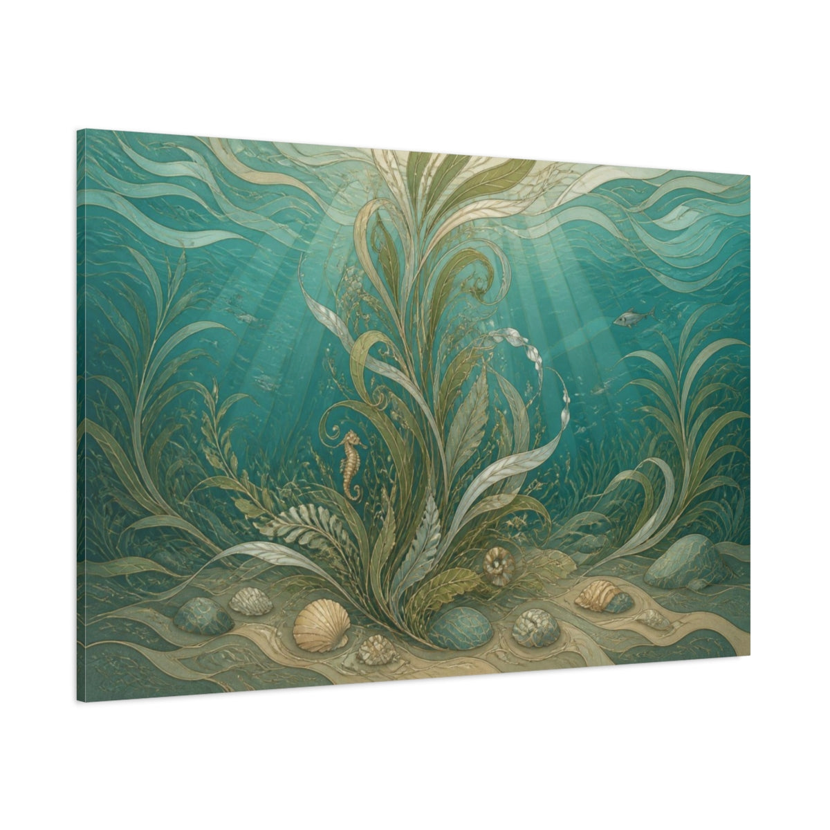 Side Mockup 1. Seagrass Nature Scene shown as canvas print