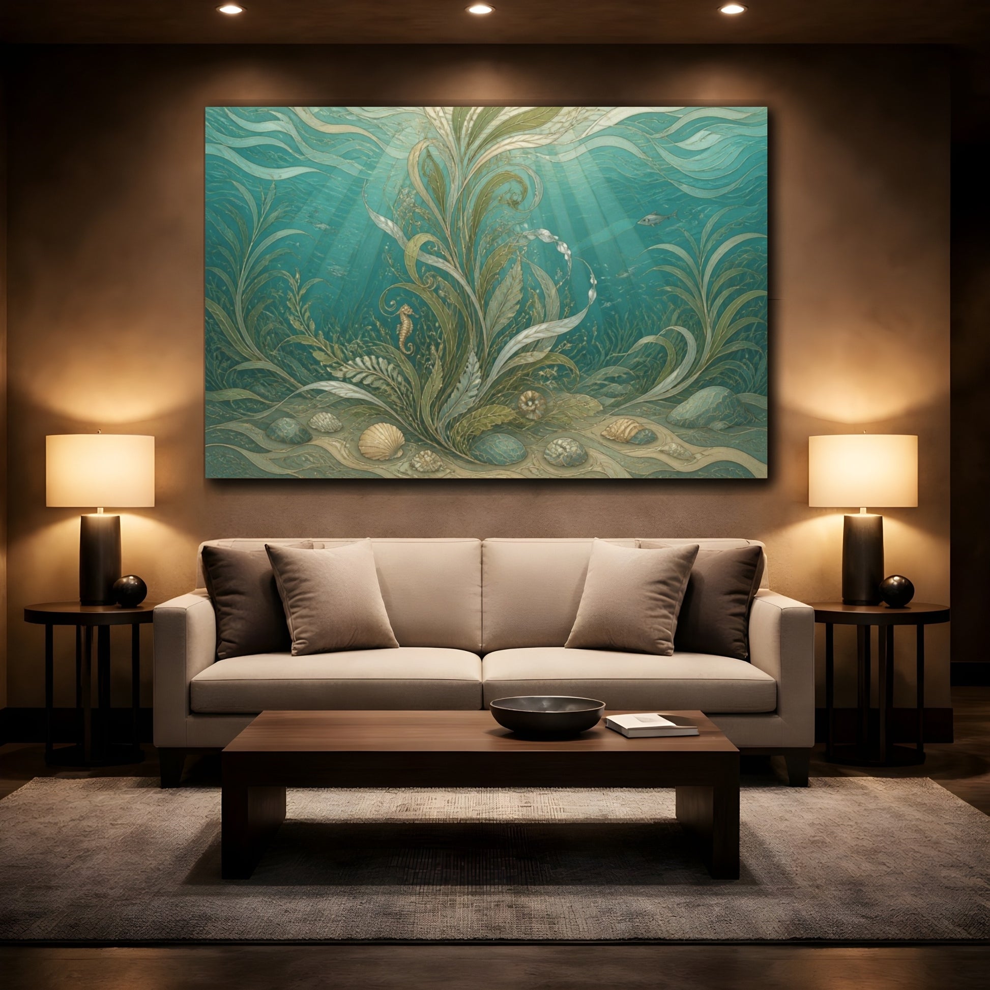 Mockup 2. Seagrass Nature Scene shown as canvas print