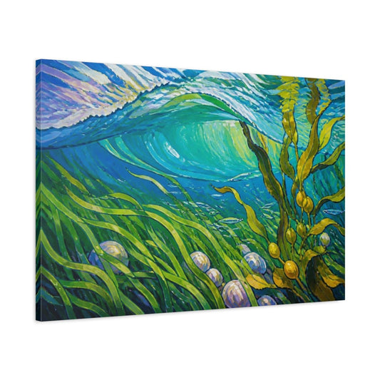 Seagrass Nature Wave Canvas Print – Living Room, Above Couch, Turquoise And Green - YesArtYes
