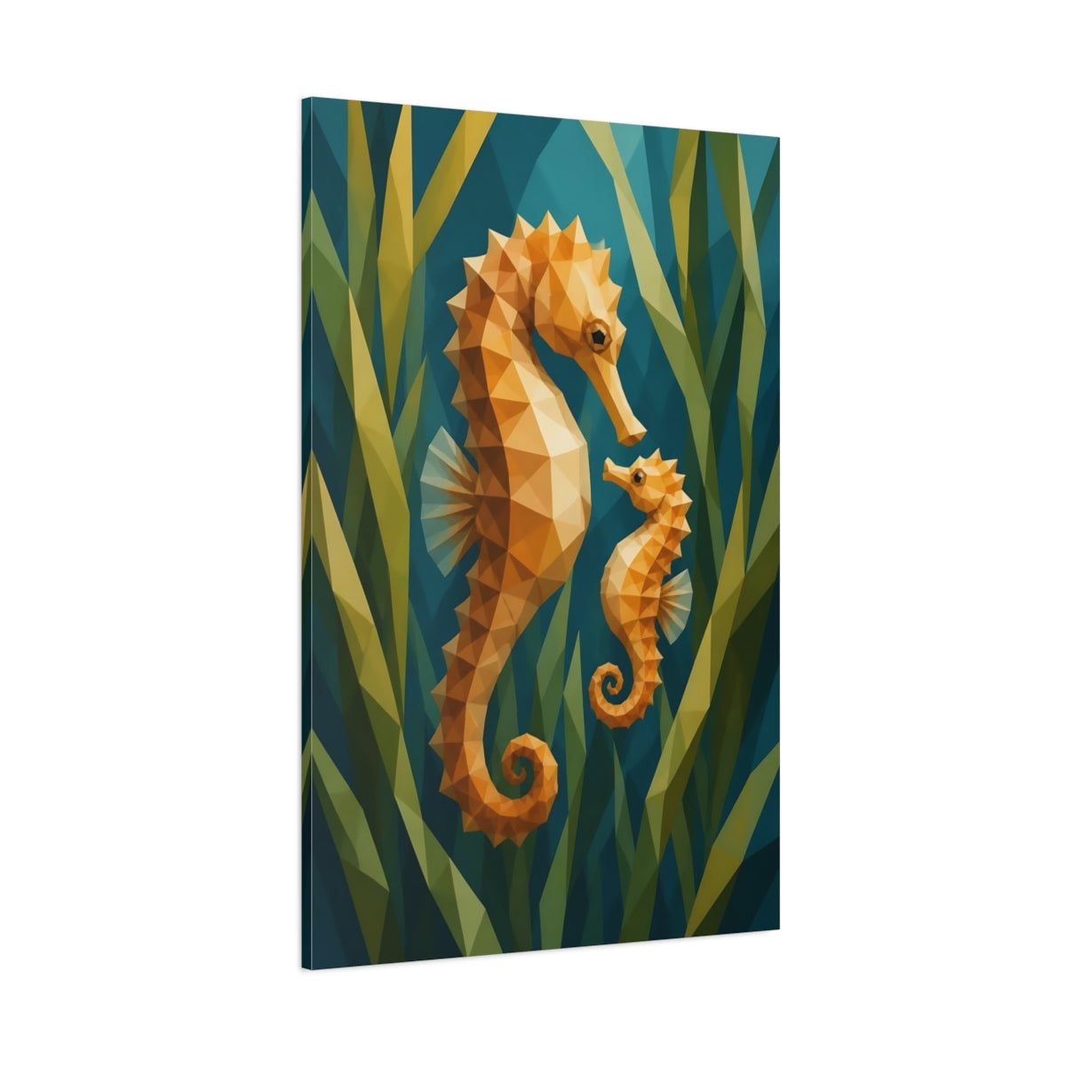 Side Mockup 1. Seahorse Animal Duo shown as canvas print