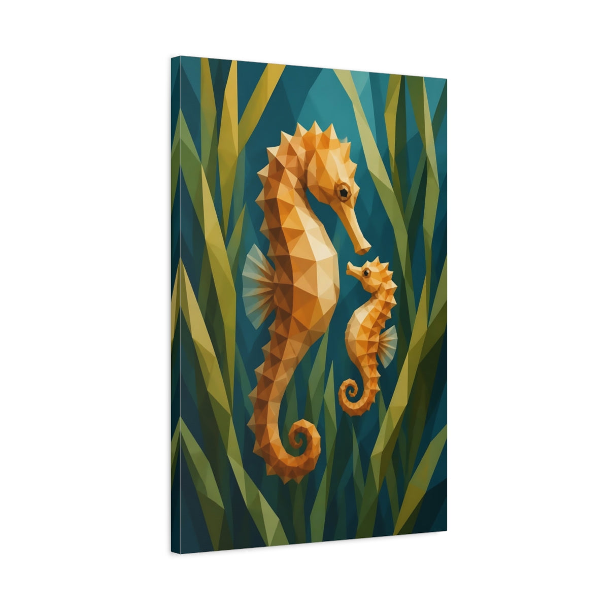 Side Mockup 2. Seahorse Animal Duo shown as canvas print