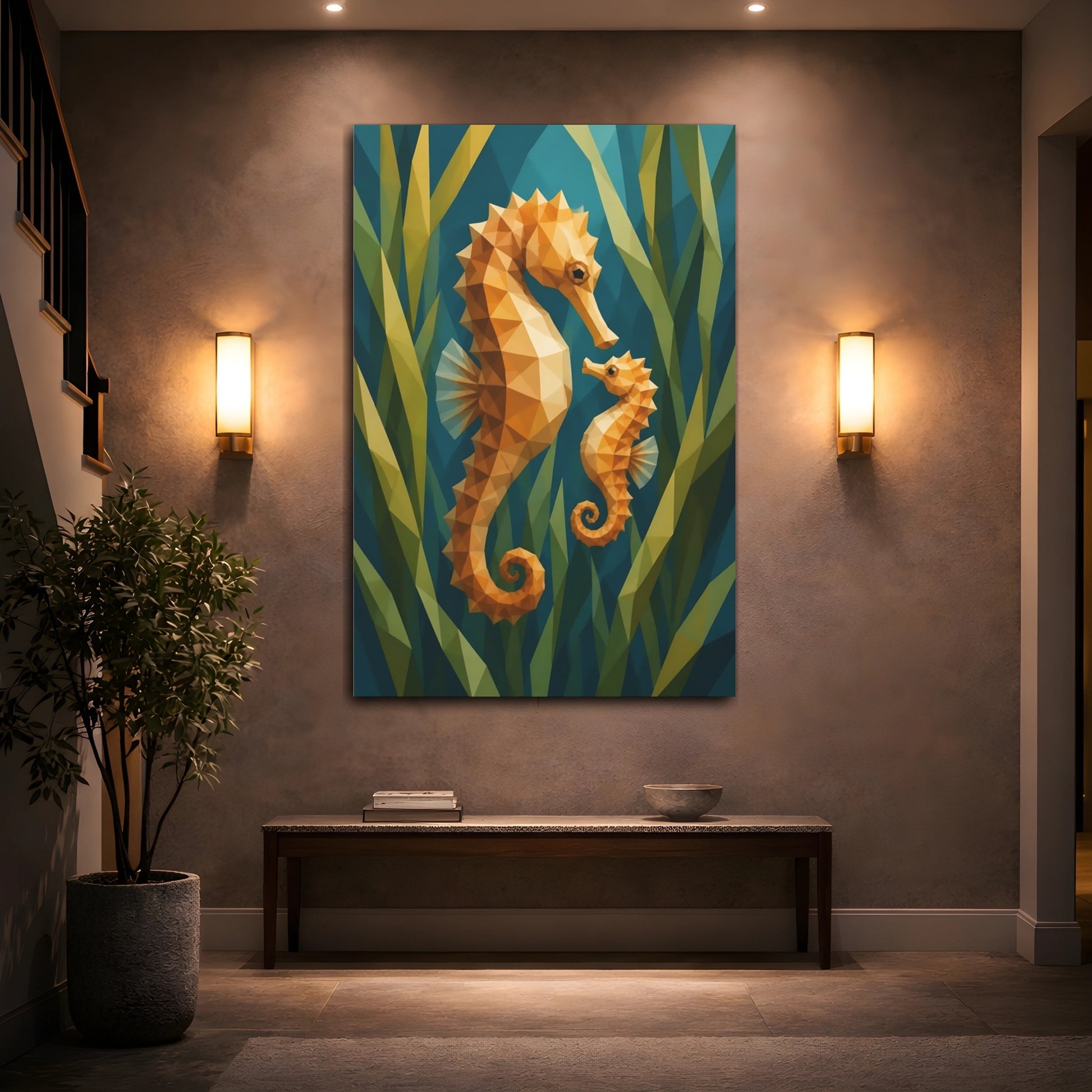 Mockup 2. Seahorse Animal Duo shown as canvas print