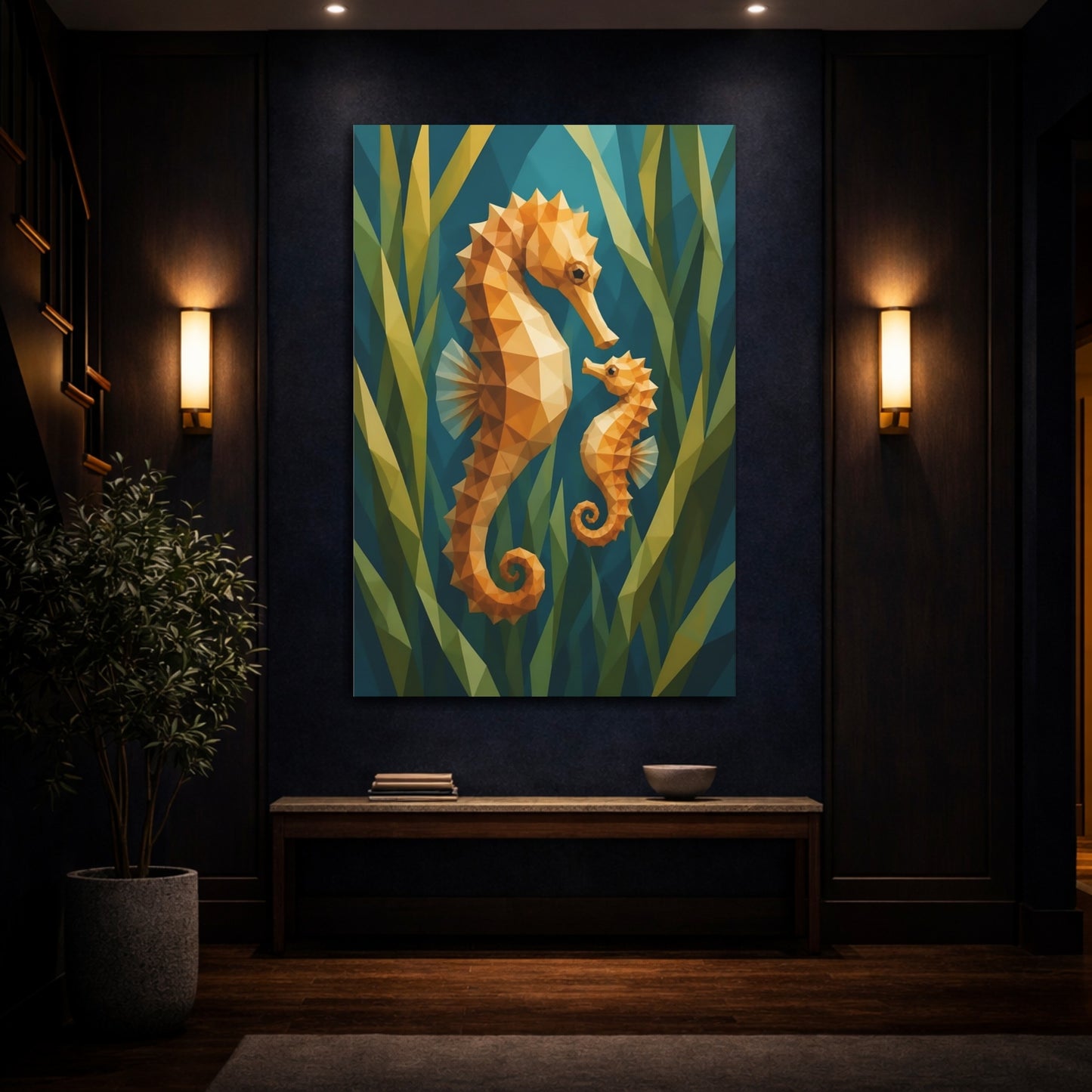 Mockup 4. Seahorse Animal Duo shown as canvas print