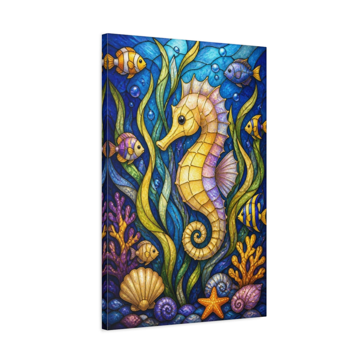Side Mockup 2. Seahorse Kids Room Decor shown as canvas print