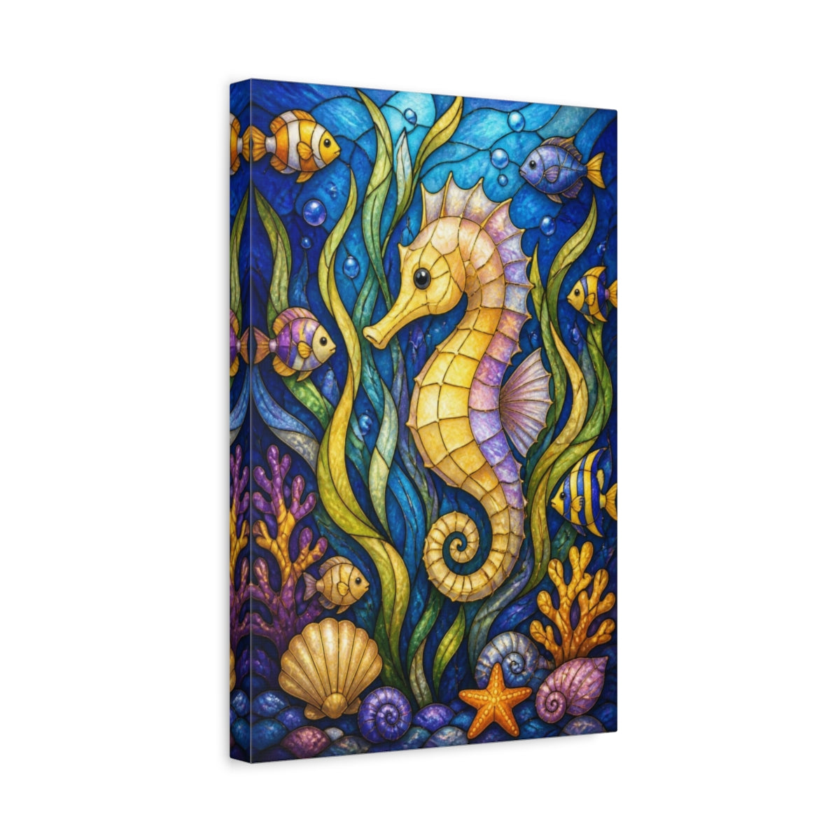Side Mockup 4. Seahorse Kids Room Decor shown as canvas print