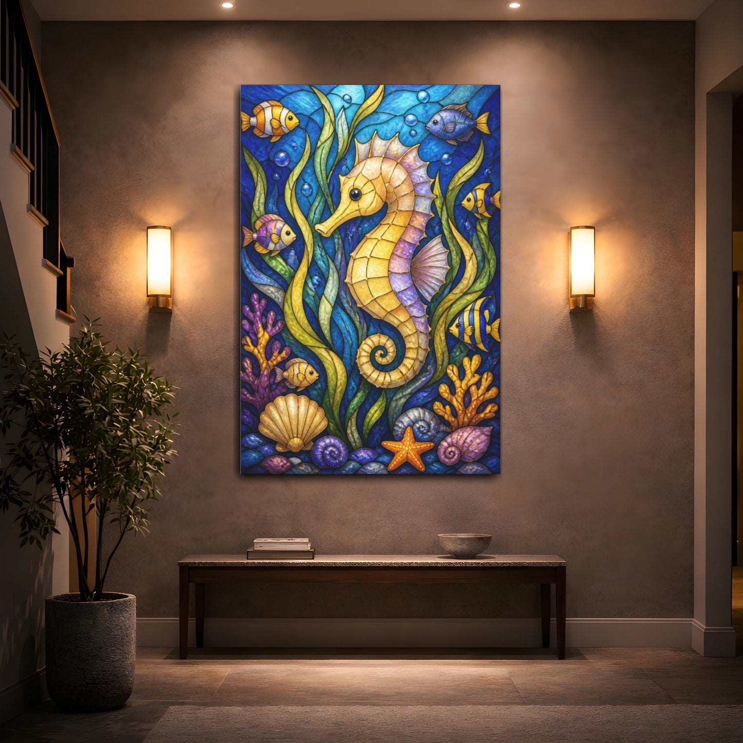 Mockup 2. Seahorse Kids Room Decor shown as canvas print