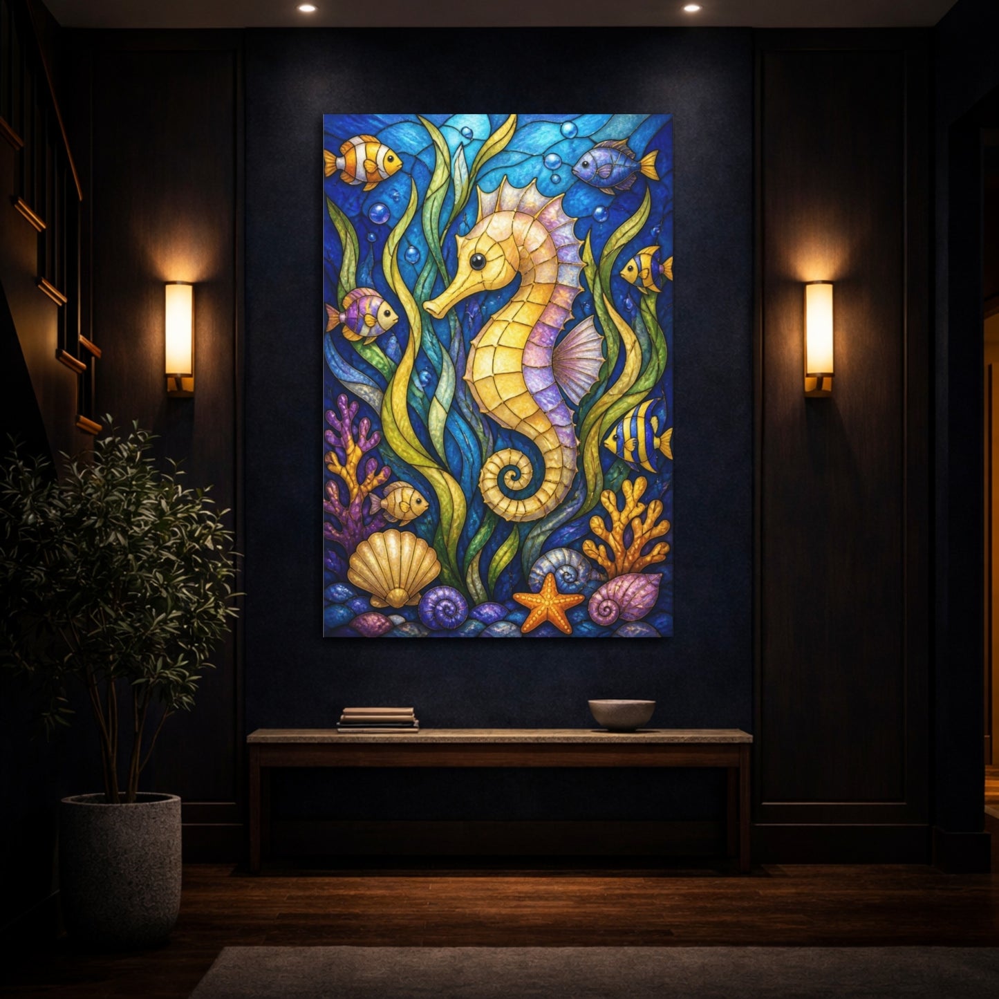 Mockup 4. Seahorse Kids Room Decor shown as canvas print
