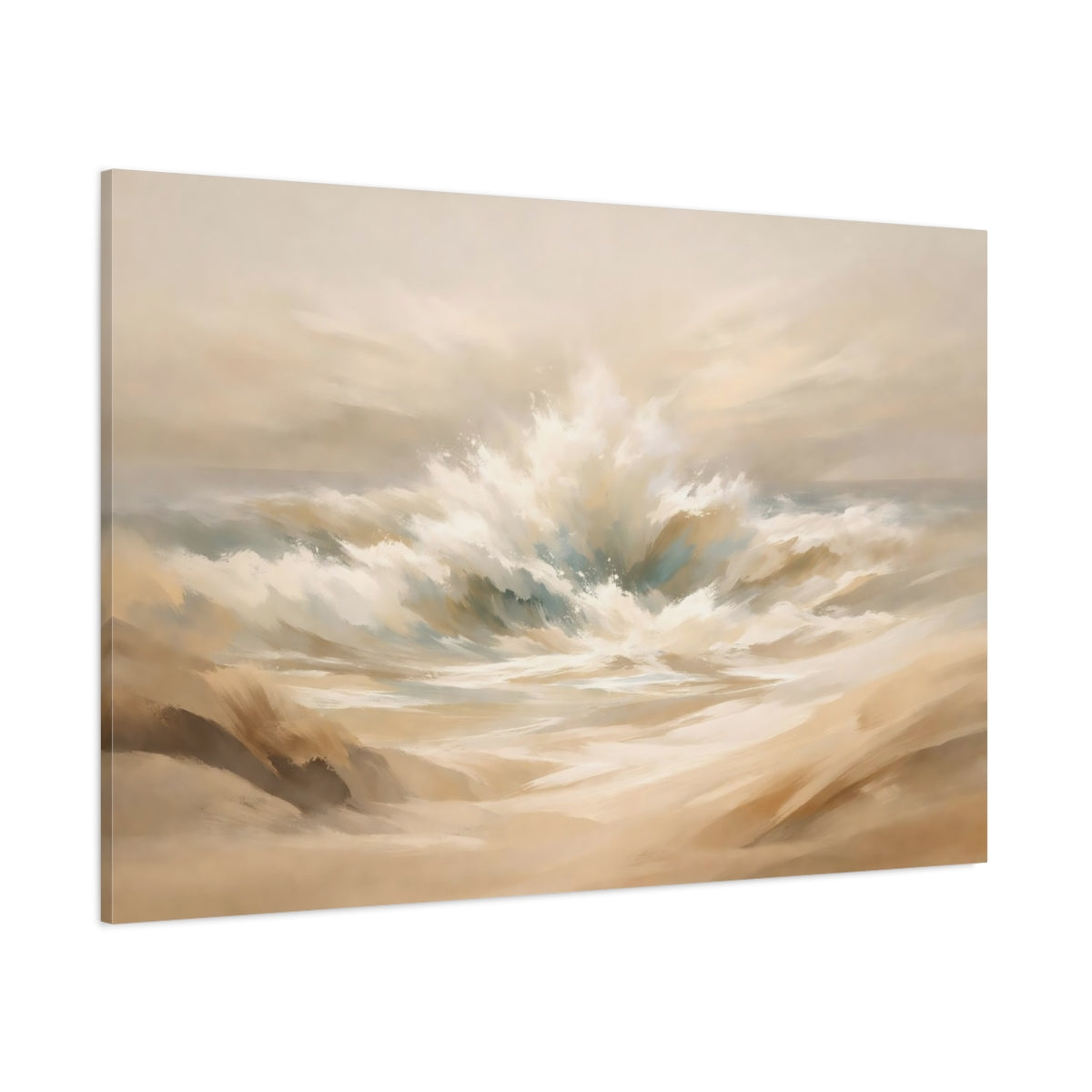 Seascape Beige Abstract Flow shown as stretched canvas wall art