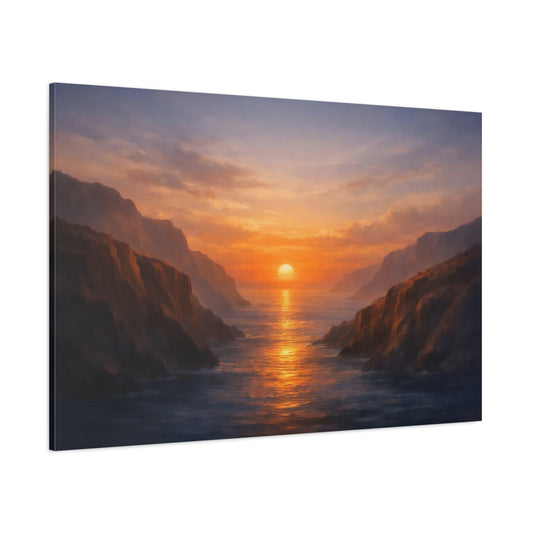 Seascape Canyon Sunset shown as stretched canvas wall art