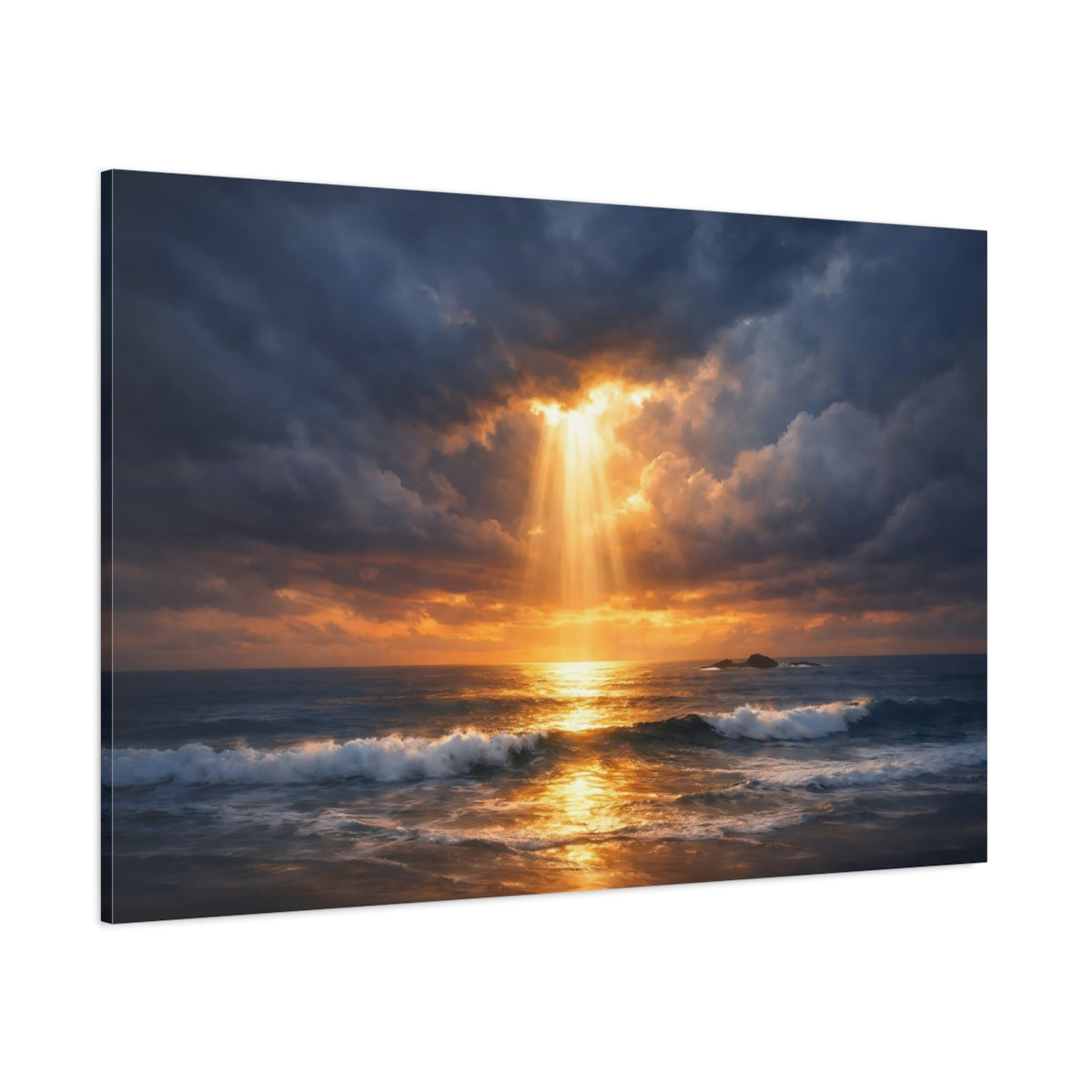 Seascape Dramatic Sky shown as stretched canvas wall art
