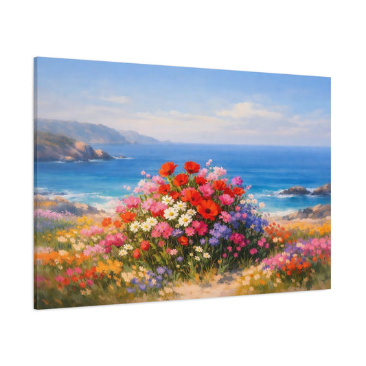 Seascape Flower Colorful shown as stretched canvas wall art