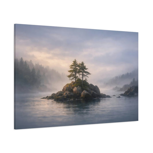 Seascape Foggy Forest shown as stretched canvas wall art