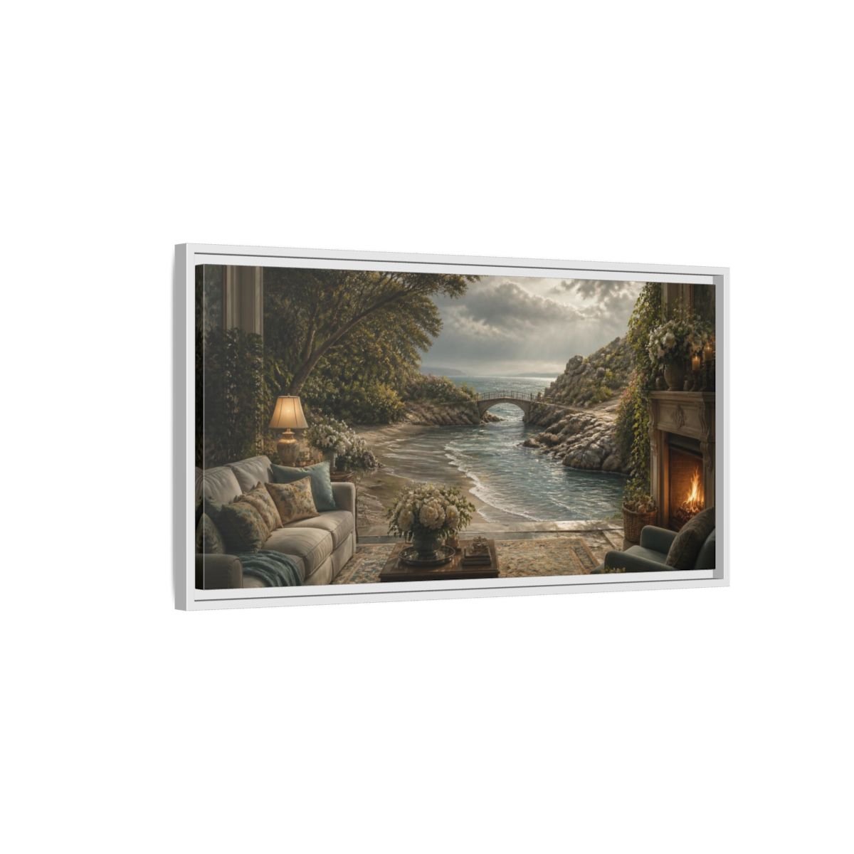 Seascape For Living Room Framed Canvas Print – Above Sofa - YesArtYes