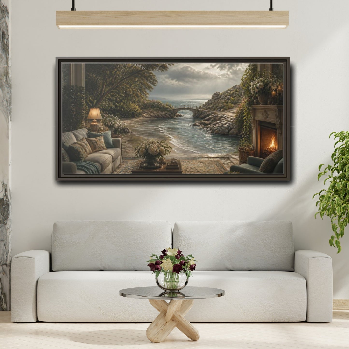 Mockup 2. Seascape For Living Room shown as framed canvas print