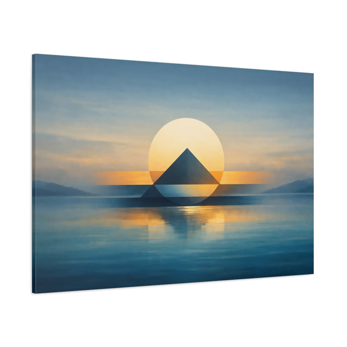 Seascape Geometric Abstract shown as stretched canvas wall art