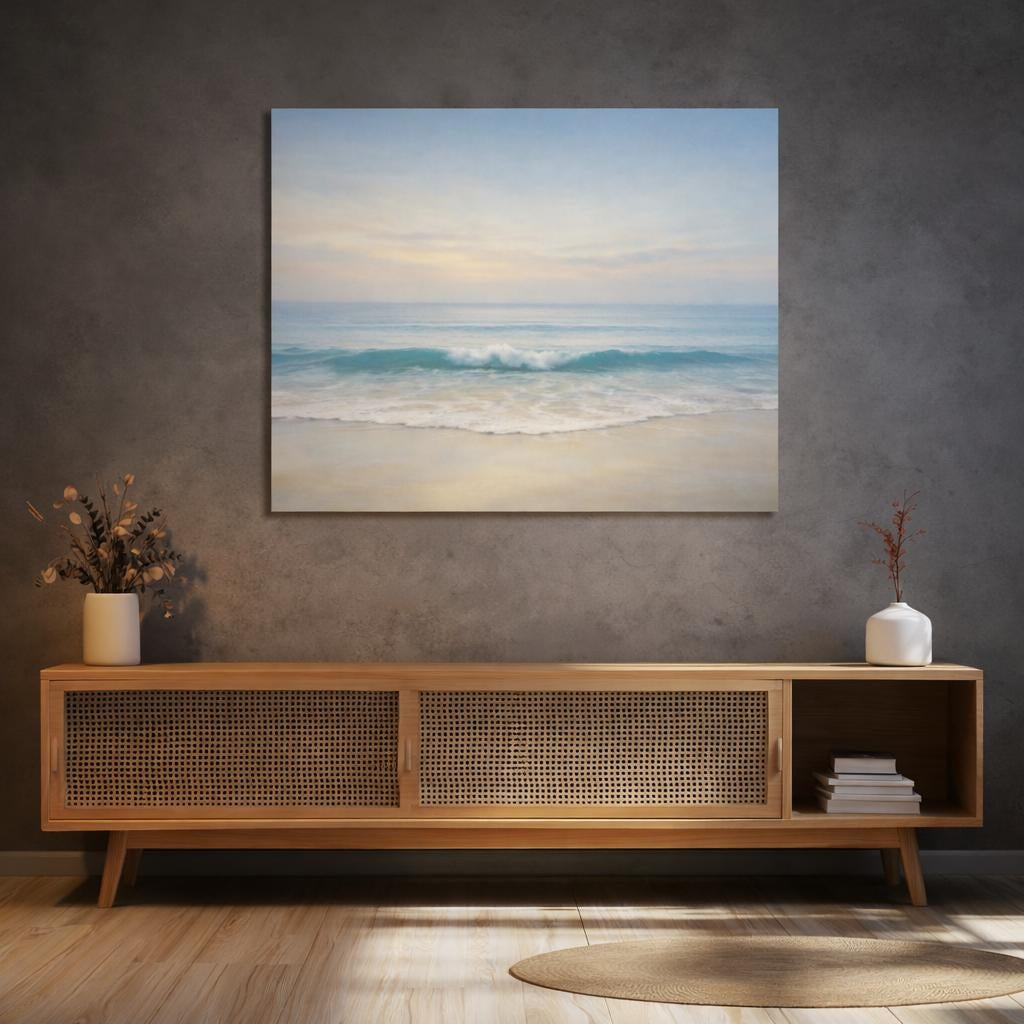 Seascape Line Abstract shown as canvas wall art in a luxury executive office