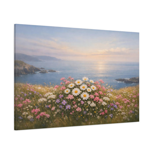 Seascape Meadow Flowers shown as stretched canvas wall art