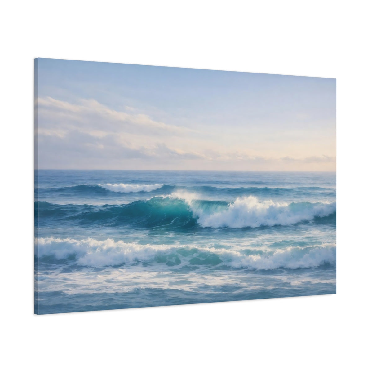 Seascape Ocean Waves shown as stretched canvas wall art